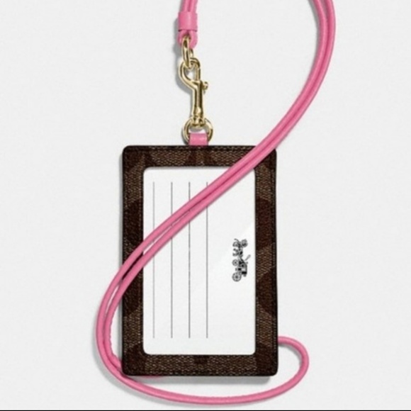 NWT COACH ID Lanyard Badge Holder Pink Brown - Picture 2 of 2